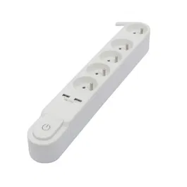 Chacon Bloc multiprise 5 prises 16A, interrupteur et disjoncteur, 2 ports USB, prise décalée, câble 3m HO5VV-F 3x1,5 mm² noir