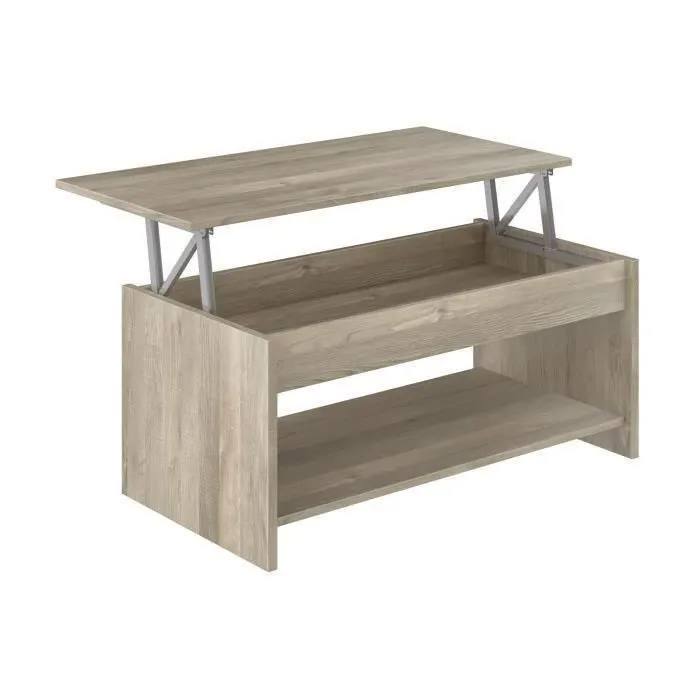 HAPPY Table basse convertible style moderne chêne Sonoma 100 x 50 cm