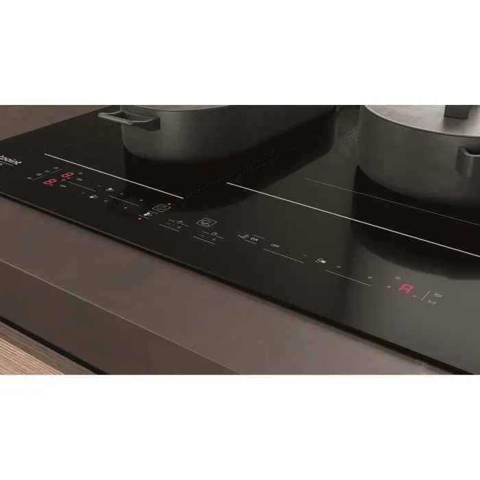Hotpoint Table de cuisson induction HB2760BNE Noir 60 cm, 3 zones dont bridge, 7200 W total, 9 niveaux de puissance, 3 minuteurs