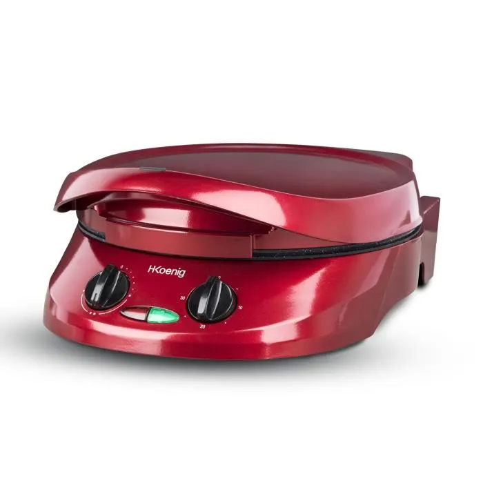 H.KoeNIG TRT180 Appareil à Tarte Express, Four à Pizza et Multicuiseur Multifonction, 1800W, Température jusqu'à 210°C, Surface 30 cm, Livré avec Accessoires, Rouge