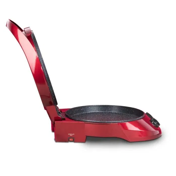 H.KoeNIG TRT180 Appareil à Tarte Express, Four à Pizza et Multicuiseur Multifonction, 1800W, Température jusqu'à 210°C, Surface 30 cm, Livré avec Accessoires, Rouge