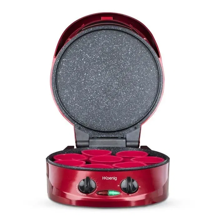 H.KoeNIG TRT180 Appareil à Tarte Express, Four à Pizza et Multicuiseur Multifonction, 1800W, Température jusqu'à 210°C, Surface 30 cm, Livré avec Accessoires, Rouge