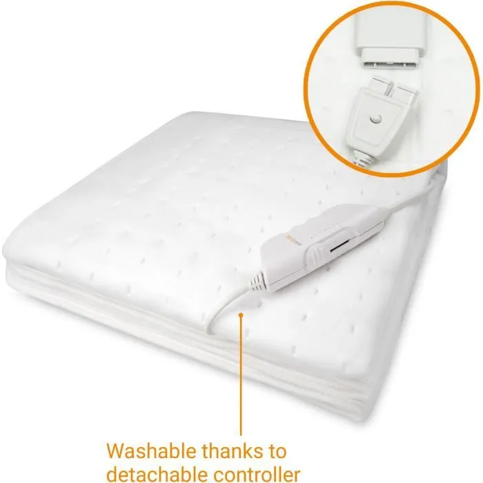 Medisana Surmatelas chauffant HU 662, 2 zones (corps/pieds), lavable, 6 niveaux de température, sécurité surchauffe, arrêt auto 180 min, Oeko-Tex (150 x 80 cm)
