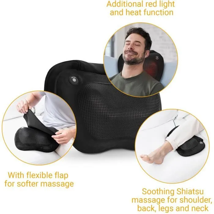 Medisana MC 850 Coussin de Massage Shiatsu pour Épaules, Dos, Jambes et Cou - 2 Vitesses, Fonction Chaleur et Rembourrage Flexible