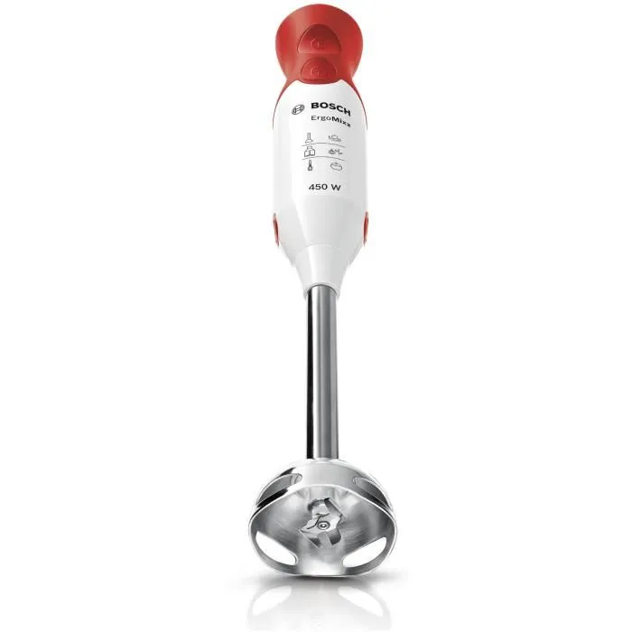 Bosch MSM64110 Mixeur plongeant ErgoMixx - 450W - Pied en inox - 4 lames aiguisées - 2 vitesses - Bol gradué 600 ml - Blanc et rouge