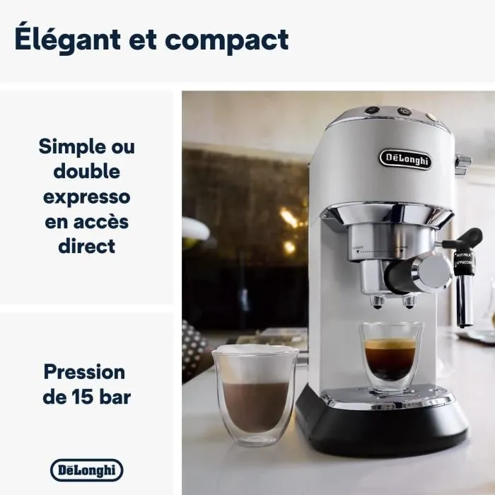 De'Longhi EC685.W Machine à café portafiltre espresso Dedica Style - Blanc