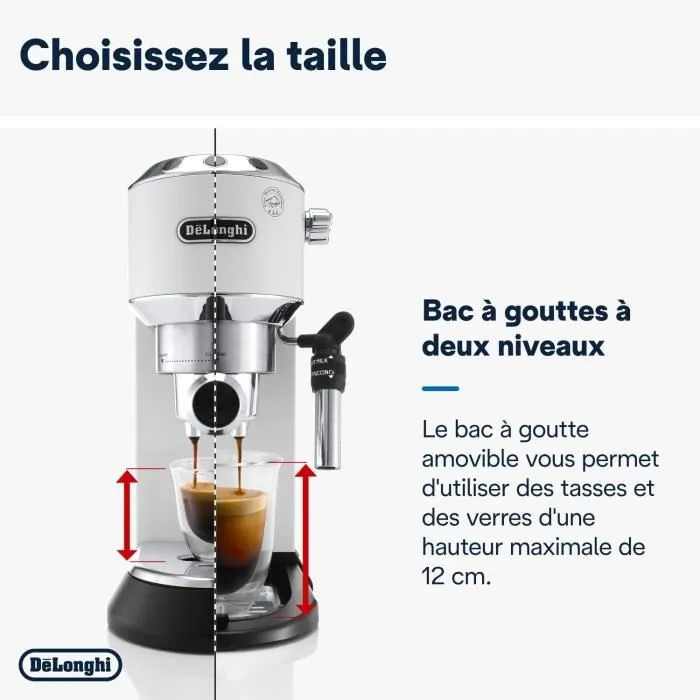 De'Longhi EC685.W Machine à café portafiltre espresso Dedica Style - Blanc