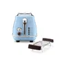 Delonghi CTOV 2103.AZ Grille-pain 2 fentes 900 W Icona Vintage - Contrôle électronique, fonction décongélation, brunissage un côté - Bleu et marron