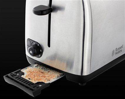 Russell Hobbs 24080-56 Tostador Adventure - Tostador de Acero Inoxidable con Ranuras Extrawide, Función Pan Congelado y Bandeja Recogemigas Extraíble - Ajuste de Tueste Variable