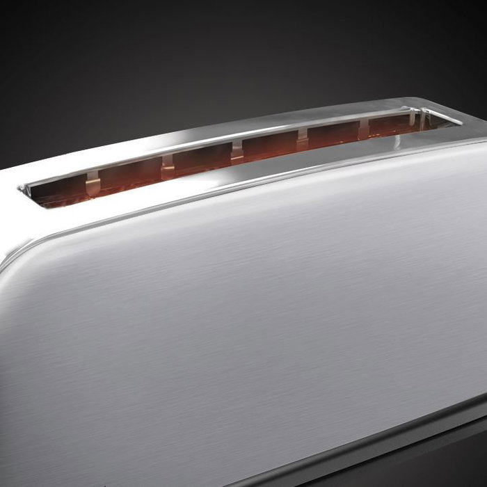 Russell Hobbs 21396-56 Grille-pain avec rainure allongée, thermostat réglable, fonction pain surgelé et bac à miettes amovible, blanc Oxford