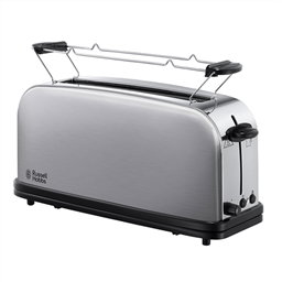 Russell Hobbs 21396-56 Grille-pain avec rainure allongée, thermostat réglable, fonction pain surgelé et bac à miettes amovible, blanc Oxford