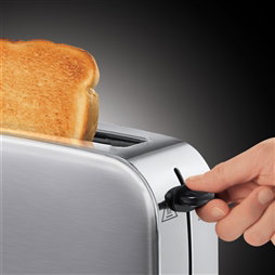 Russell Hobbs 21396-56 Grille-pain avec rainure allongée, thermostat réglable, fonction pain surgelé et bac à miettes amovible, blanc Oxford
