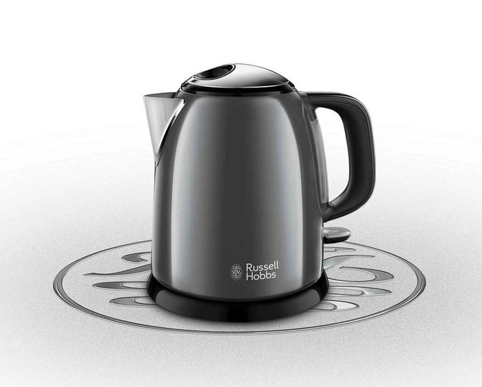 Russell Hobbs 24993-70 Mini Bouilloire Colours Plus+ Gris 1L - Design élégant, économie d'énergie jusqu'à 66%