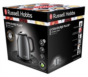 Russell Hobbs 24993-70 Mini Bouilloire Colours Plus+ Gris 1L - Design élégant, économie d'énergie jusqu'à 66%