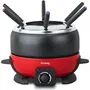 H.Koenig ALP1800 Appareil à fondue 6 personnes, 2 litres, thermostat réglable 25-190°C, 800W, rouge/noir