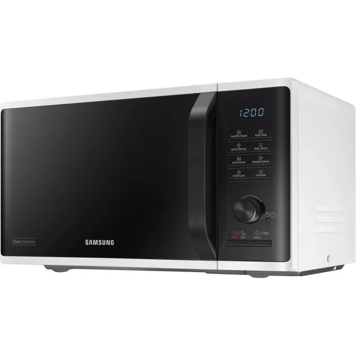 Samsung Micro-ondes solo MS23K3555EW 23L Blanc avec contrôle électronique et bouton, fonction maintien au chaud et dégivrage rapide Samsung Micro-ondes solo MS23K3555EW 23L Blanc avec contrôle électronique et bouton, fonction maintien au chaud et dégivrage rapide