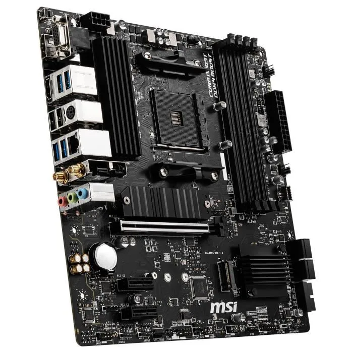 MSI Carte mère B550M PRO-VDH WiFi, Socket AM4, AMD B550, Micro-ATX, 4x slots DDR4, 2x M.2, USB 3.2, HDMI, DisplayPort, Réseau 2.5G, WiFi 6, Bluetooth MSI Carte mère B550M PRO-VDH WiFi, Socket AM4, AMD B550, Micro-ATX, 4x slots DDR4, 2x M.2, USB 3.2, HDMI, DisplayPort, Réseau 2.5G, WiFi 6, Bluetooth