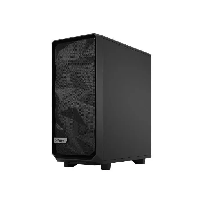 Fractal Design Boîtier PC Meshify 2 Compact Noir avec Panneau en Verre Trempé, Filtre Mesh Amovible, 3 Ventilateurs, Support E-ATX, USB-C 3.1 Gen2