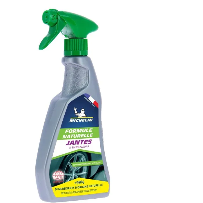 MICHELIN Nettoyant pour jantes et enjoliveurs en spray 500 ml - Formule 99% d'origine naturelle - Nettoie et dégraisse tous types