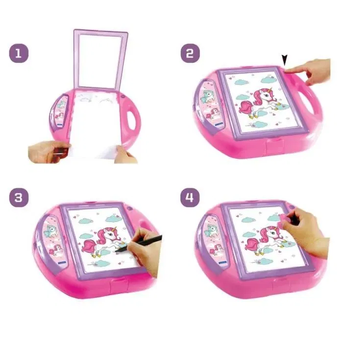 Lexibook Projecteur à Dessins Licorne - Avec Modèles et 4 Tampons - Écran Lumineux - Jouet pour Enfant à Partir de 4 Ans Lexibook Projecteur à Dessins Licorne - Avec Modèles et 4 Tampons - Écran Lumineux - Jouet pour Enfant à Partir de 4 Ans