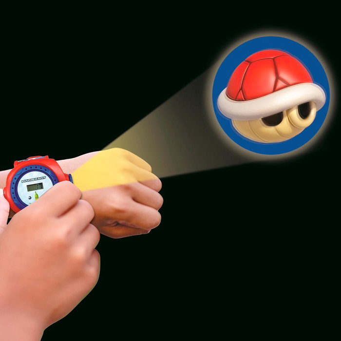 LEXIBOOK Lexibook Montre Digital Mario Kart Projetable - Montre-Bracelet Enfant avec 20 Images à Projeter, Message Codé et Bracelet Ajustable - Licence Nintendo - À Partir de 3 Ans