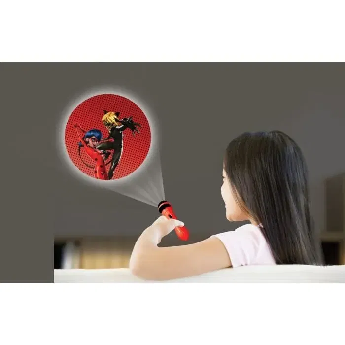 Lexibook LP MIRA Projecteur à histoires et lampe torche LED Miraculous avec 3 disques (24 images) - Enfant - Rouge
