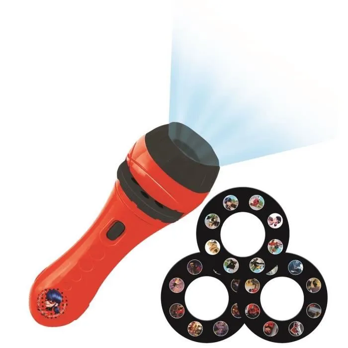Lexibook LP MIRA Projecteur à histoires et lampe torche LED Miraculous avec 3 disques (24 images) - Enfant - Rouge