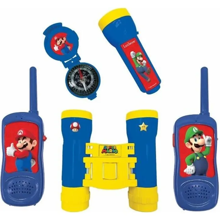 Lexibook Kit d'aventurier Super Mario - Talkies-walkies, jumelles, lampe torche et boussole - Jouet enfant dès 5 ans - Fonctionne avec piles AAA Lexibook Kit d'aventurier Super Mario - Talkies-walkies, jumelles, lampe torche et boussole - Jouet enfant dès 5 ans - Fonctionne avec piles AAA