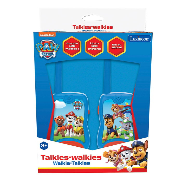 LEXIBOOK Walkie-Talkies Pat' Patrouille PAW PATROL - Paire avec portée de 120 m, accroche-ceinture, pour enfants dès 3 ans