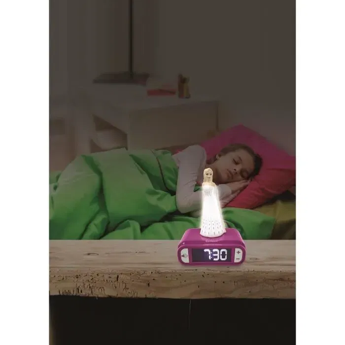 Lexibook Réveil Veilleuse Digital Lumineux 3D La Reine Des Neiges 2 (Frozen) pour Enfant - Écran LCD Rétro-éclairé, Effets Sonores, Alarme - Blanc et Violet