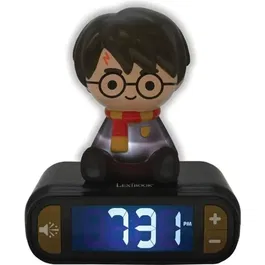 Lexibook Réveil Veilleuse Digital Sonore 3D Harry Potter, Écran LCD avec Rétro-éclairage, Alarme à Sonneries Magiques, Noir - Pour Enfant