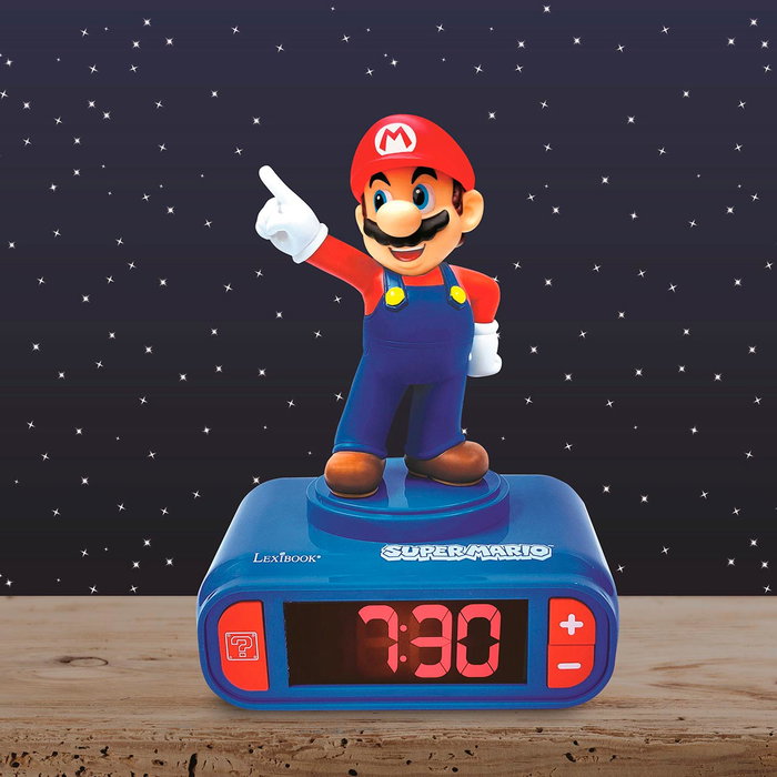 Lexibook Réveil Enfant Super Mario Rl800Ni avec Alarme et Sons du Jeu pour Filles et Garçons dès 3 Ans