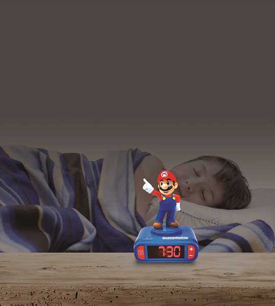 Lexibook Réveil Enfant Super Mario Rl800Ni avec Alarme et Sons du Jeu pour Filles et Garçons dès 3 Ans