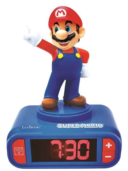 Lexibook Réveil Enfant Super Mario Rl800Ni avec Alarme et Sons du Jeu pour Filles et Garçons dès 3 Ans