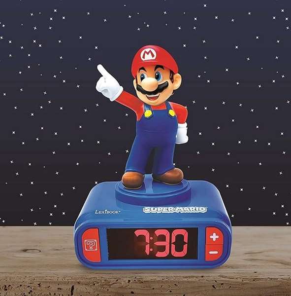 Lexibook Réveil Enfant Super Mario Rl800Ni avec Alarme et Sons du Jeu pour Filles et Garçons dès 3 Ans