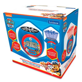 LEXIBOOK Réveil Projection Enfant Paw Patrol avec Écran LCD Rétroéclairé Bleu - Personnages Marshall, Rubble, Chase, Skye, Everest - Alarme Snooze et Minuteur