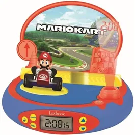 Lexibook Réveil Projecteur Mario Kart avec Sons Officiels du Jeu Nintendo, Projection d'Heure au Plafond, Veilleuse et Alarme avec Snooze, Réveil à Thème Vidéo