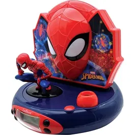 Lexibook - Réveil projecteur Spider-Man avec radio FM, veilleuse, effets sonores et alarme snooze - Garantie 2 ans