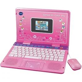 Vtech Genius XL Color Pro Rose - Ordinateur éducatif bilingue français/anglais avec écran couleur - 90 activités pour enfants de 6 à 11 ans