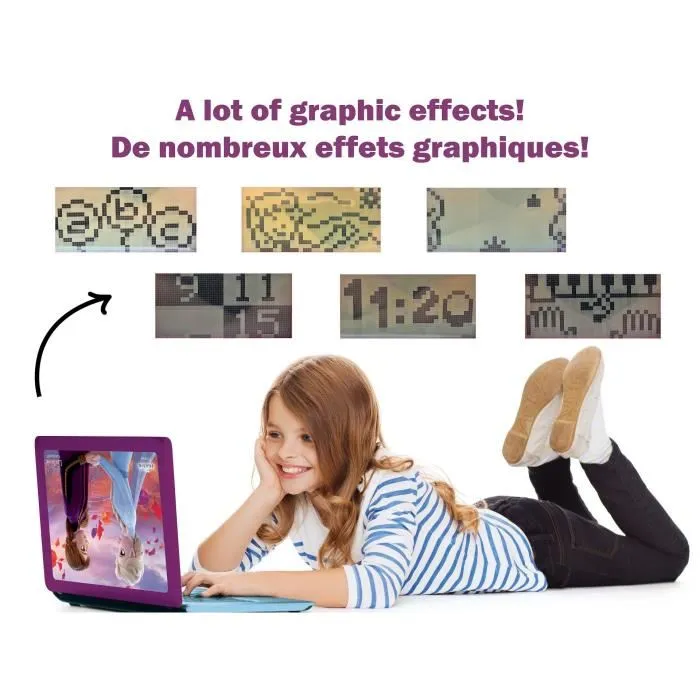 Lexibook - Ordinateur éducatif bilingue La Reine des Neiges, 124 activités pour apprendre (Français/Anglais) - Dès 4 ans