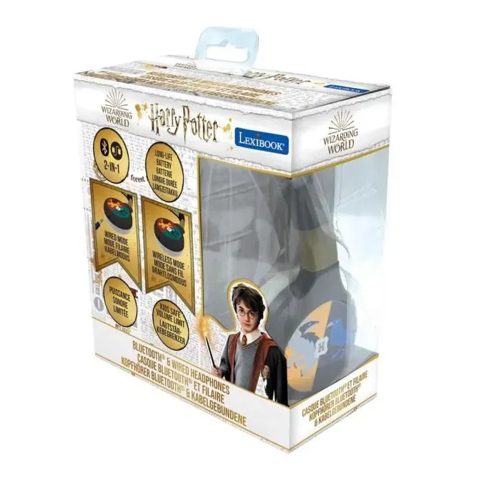 Lexibook - Casque Audio Enfants HARRY POTTER 2 en 1 Bluetooth et Filaire, Confortable et Pliable, Limiteur de Volume, Autonomie 12h