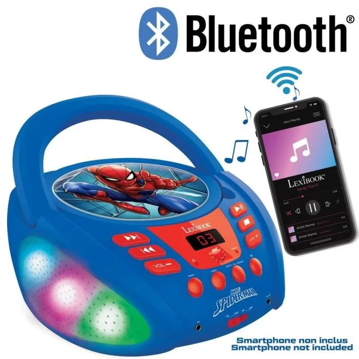 Lexibook Lecteur CD Spider-Man avec Bluetooth et Effets Lumineux Lexibook Lecteur CD Spider-Man avec Bluetooth et Effets Lumineux