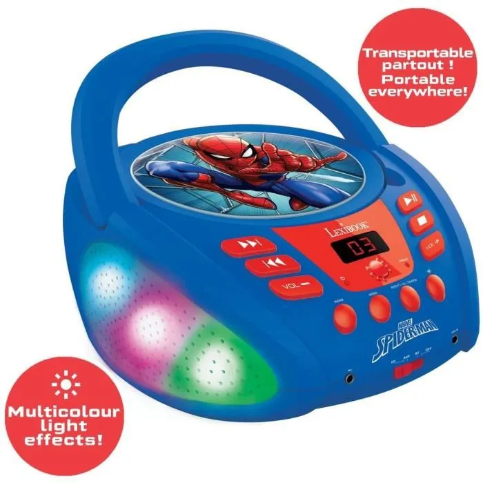 Lexibook Lecteur CD Spider-Man avec Bluetooth et Effets Lumineux Lexibook Lecteur CD Spider-Man avec Bluetooth et Effets Lumineux