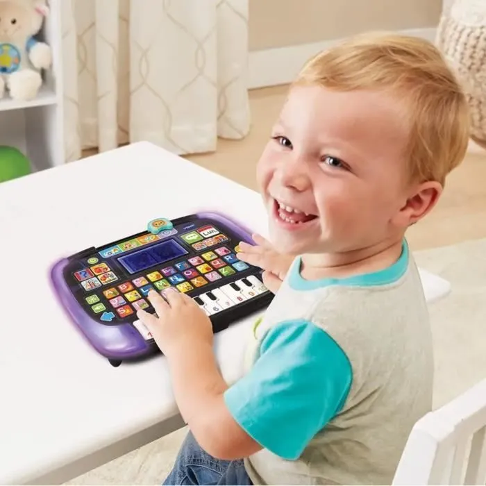 VTECH P'tit Genius Magic Light - Tablette éducative lumineuse pour enfants à partir de 2 ans - Apprentissage et découverte en français - Noir et Bleu