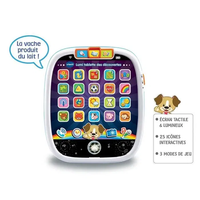 VTECH BABY Tablette Lumi des Découvertes Blanche - Jouet tactile et lumineux avec 25 touches pour l'éveil des bébés de 9 à 36 mois VTECH BABY Tablette Lumi des Découvertes Blanche - Jouet tactile et lumineux avec 25 touches pour l'éveil des bébés de 9 à 36 mois