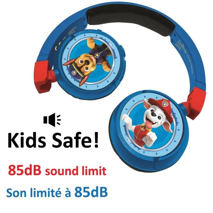 Lexibook Casque audio 2 en 1 pour enfants PAT' PATROUILLE - Bluetooth et filaire, pliable, limité à 85 dB, réglable, avec micro et contrôle Lexibook Casque audio 2 en 1 pour enfants PAT' PATROUILLE - Bluetooth et filaire, pliable, limité à 85 dB, réglable, avec micro et contrôle