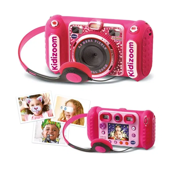 Appareil Photo Enfant VTech Kidizoom Duo DX Rose - 75 Filtres Dynamiques - 5 Jeux en Réalité Augmentée