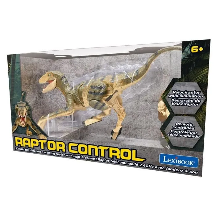 LEXIBOOK - Dinosaure télécommandé interactif Velociraptor 45 cm avec mouvements articulés, sons, lumières et télécommande 2.4GHz
