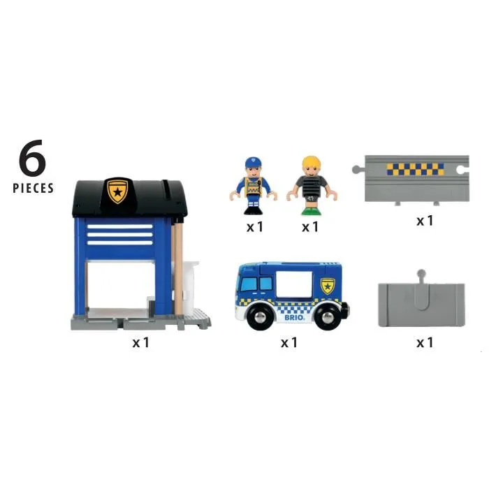 Ravensburger - Brio World - Commissariat de Police avec son et lumière - Accessoire pour circuit de train en bois - Âge 3 ans - Réf. 33813