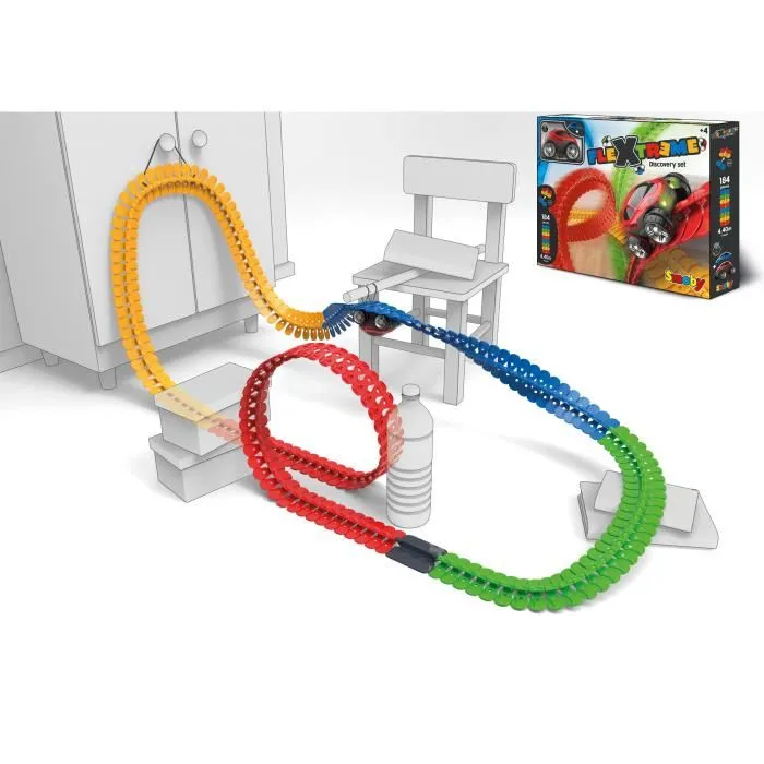 Smoby FleXtreme Set Découverte - Circuit de voiture 4.40 m de long avec véhicule